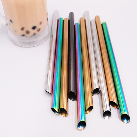 1pcs Reusable Drinking Straw 304 Stainless Steel Straw 12mm Wide Metal Straws Set Milkshake Bubble Tea Straw with Cleaner Brush ► Photo 1/6