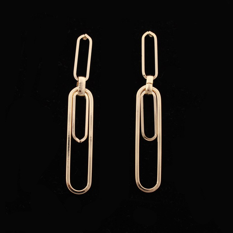 Simple Jewelry Gold Silver Color Geometric Paper Clip Drop Earrings for Women New Fashion Ladies Long Earrings Brincos ► Photo 1/6