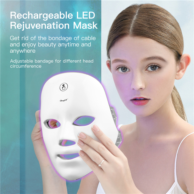 Beauty 7 Colors LED Mask Face Neck Photon Light Skin Rejuvenation Wireless Light Facial Care Instrument Anti Aging Touch Screen ► Photo 1/6