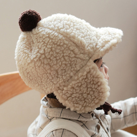 2022 Baby Stuff Accessories Baby Girls Boys Warm Ears Hats Winter Soft Beanie Hat Ear Plush Cap Fuzzy Solid Hats Props ► Photo 1/6