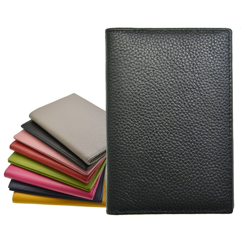 Genuine Cow Leather Passport Holder Composite Soft Candy Color Cover For The Passport Case with Flight Ticket pocket Card Wallet ► Photo 1/6