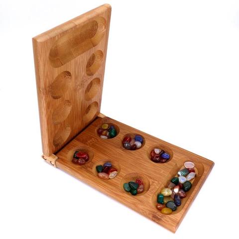 17.5 In Mancala / Mankala Bamboo Board Game Classic Strategy Game Set for Teens 6 Years and Up ► Photo 1/5