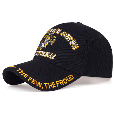 New Fashion U.S. Marine Corps Veteran the few the proud Hats Letter Embroidered Caps Proudly Marine USMC Black Baseball Caps ► Photo 1/6