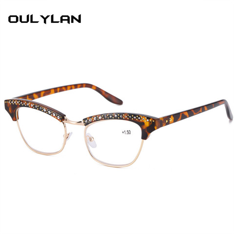 Oulylan Cat Eye Reading Glasses Women Diamond Fashion Resin Lenses Female Crystal Rhinestone Decoration Presbyopic Eyeglasses ► Photo 1/6