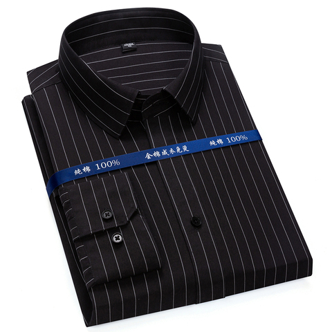 Top Quality Mens Dress Shirt Non Iron Long Sleeve Regular Fit Business Office Fashion Striped Formal Blouse ► Photo 1/6