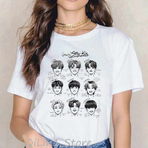 Ropa Mujer 2022 Stray Kids Kpop Tshirt Women Plus Size Vogue Funny T Shirts Harajuku Ulzzang Shirt StrayKids Female T-Shirt ► Photo 1/6