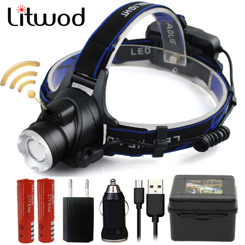 Litwod Z20 IR sensor XM-L2 U3 T6 5000lm LED Headlight headlamp zoom adjustable head flashlight lamp 18650 battery front light ► Photo 1/6