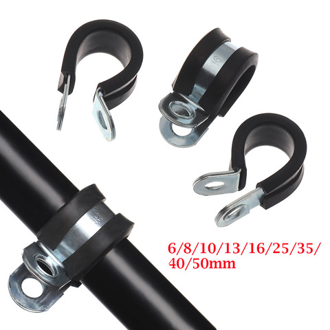 10Pcs Rubber Lined P Clips Wiring Hose Clamp Pipe Cable Mounting Fix Fasteners Hardware Electrical Fittings High quality ► Photo 1/6