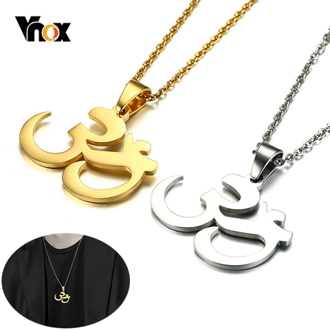 Vnox Classic OHM Buddha Yoga OM Symbol Pendant Necklaces for Men Woman Gold Color Stainless Steel Prayer Gifts Jewelry ► Photo 1/6