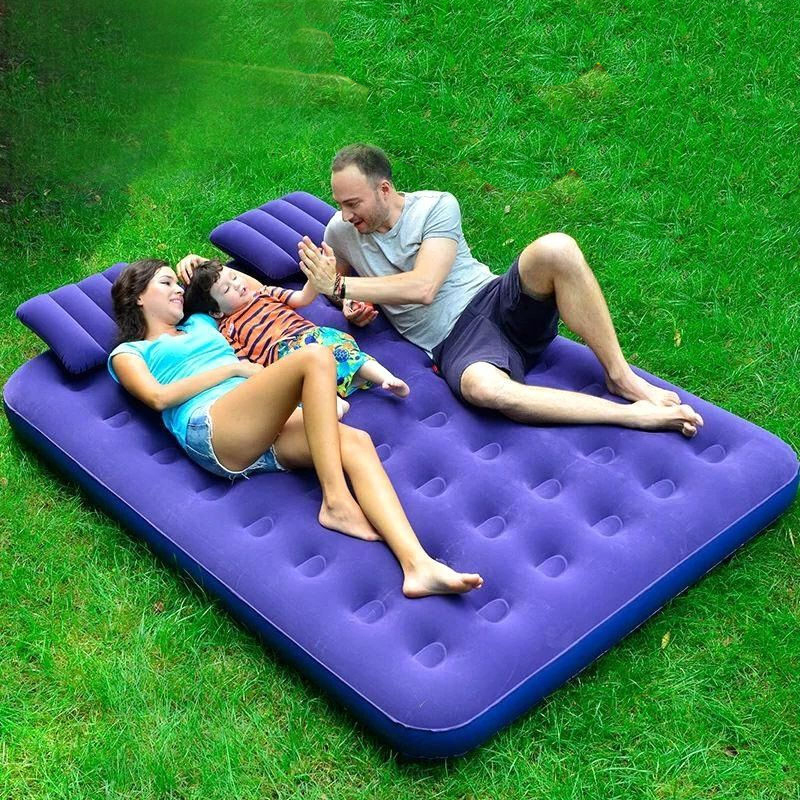 Portable Folding Air Bed Inflatable Mattress Flocking Thickened Indoor Outdoor Car Beach Camping Cushion Mat Double Lazy Sofa ► Photo 1/6