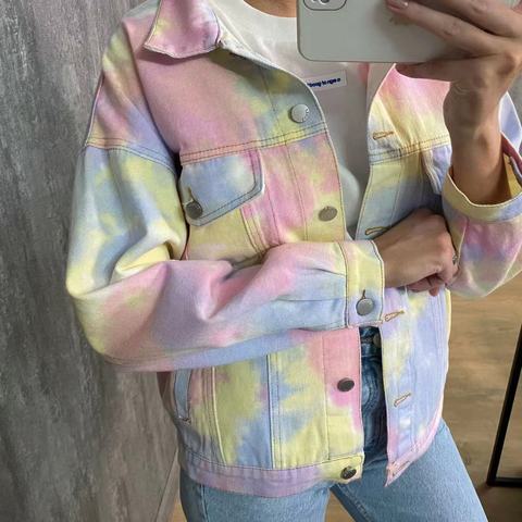 2022 spring and autumn new love hug the same clothes rainbow clothes color tie-dye jacket men and women ► Photo 1/6