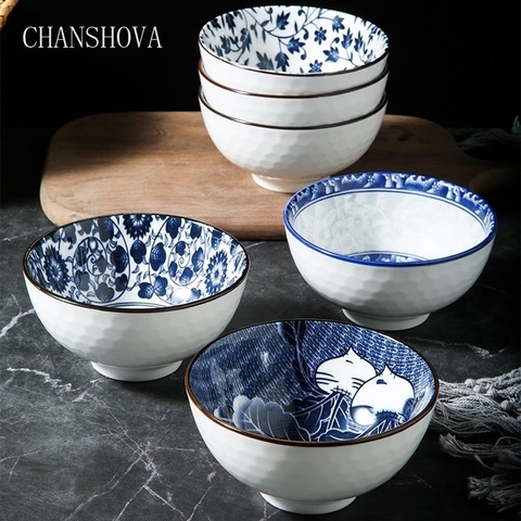 CHANSHOVA Traditional Chinese Style Retro Personality Ceramic Bowl Porcelain Rice Bowls Home Tableware Kitchen Utensils H193 ► Photo 1/6