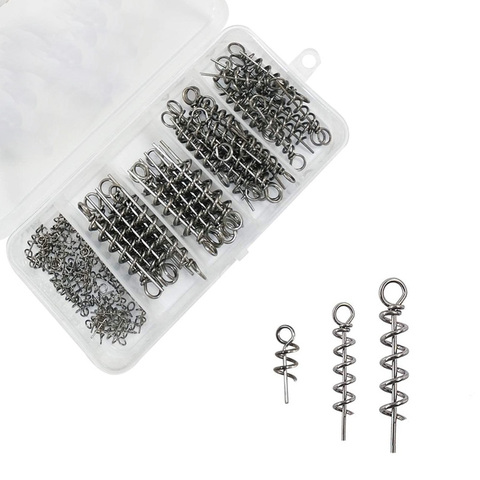 120pcs/box 45mm 35mm 14mm Soft fishing worm bait Connector Spring Twist lock Pins Fixed Latch Needle for lure fishing tackle ► Photo 1/4