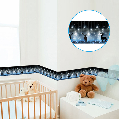 Wallpaper Borders Deer Kids Room Bedroom Waistline Waterproof Self-adhesive Sticker Waterproof Vinyl Wall Papers Home Decor 5m ► Photo 1/6