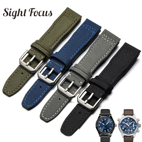 20mm Watch Strap for IWC Pilot Portuguese Portofino Nylon Canvas Watch Bands Green Blue Gray Black Watchbands Straps Bracelets ► Photo 1/6