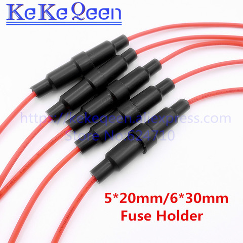 10pcs Home Protection Inline Fuse Holder Copper Wire Components 5*20 6*30 10A 220V Fuse Seat Belt Line Full Copper Strip Spring ► Photo 1/6