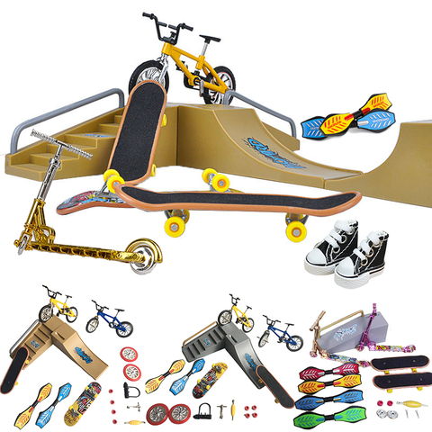 Two Wheel Finger scooter deck bmx Fingertip Fingerboard shoes mini ramp skateboarding finger skate Board bicycle Set Kids Gifts ► Photo 1/6