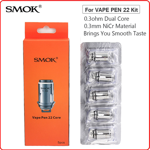 5pcs/lot Smok Vape Pen 22 Coil Head 0.3ohm NiCr Material DS Dual Core Replacement For Smok Vape Pen 22 Atomizer Tank E-Cigarette ► Photo 1/6