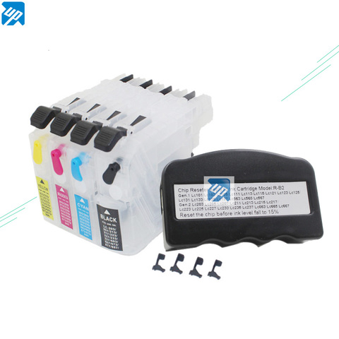 refillable ink cartridge + chip resetter for brother LC203 LC213 LC223 LC233 LC205 LC207 LC209 LC235 LC237 LC663 LC123 lc133 ► Photo 1/5