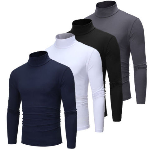 New Fashion Mens Cotton Turtle Neck Turtleneck Sweaters Stretch Shirt Tops Plus Size ► Photo 1/6