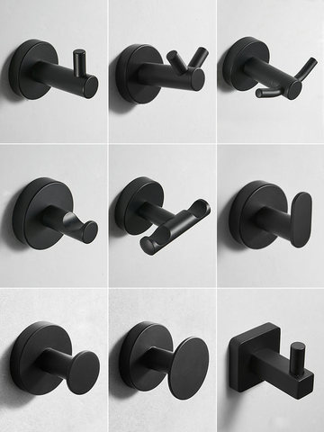 Stainless Steel Towel Hook Wall Mounted Coat Hanger Bathroom Accessories Black Painting Finish Robe Hooks Modern Vintage ► Photo 1/6