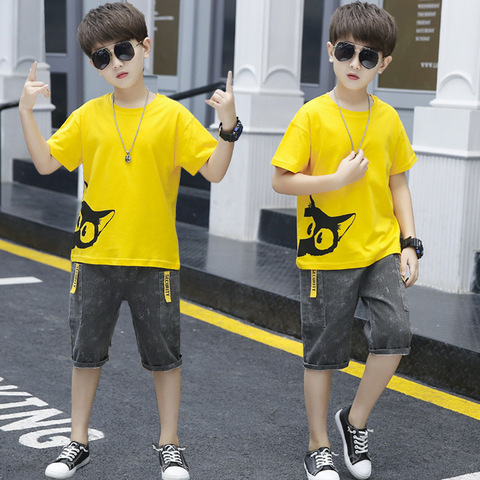 2022 Sports Suit for Boys Clothes Sets Summer Cartoon Teenage Boy Clothing Set Kids Tracksuit Children Shorts ► Photo 1/6