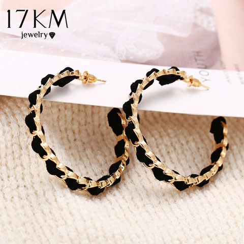17KM Trendy Black Gold Hoop Earrings For Women 2022 New Design Circle Round Earring Fashion Statement Jewelry Women's Gift ► Photo 1/6