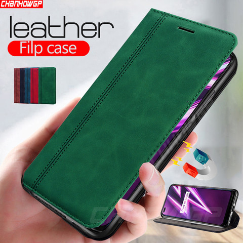 Magnetic Leahter Wallet Case For OPPO Realme 3 5 5S 5i 6i 6 Pro C1 C2 C3 Reno 2Z A9 A5 A31 2022 Soft Silicon Flip Cover Fundas ► Photo 1/6