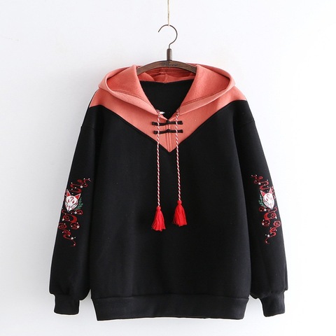 Merry Pretty Women Hoodies Fleece Thick Cute Fox Embroidery Winter Autumn Women Pullovers Jumpers Japanese Hooded Pullovers ► Photo 1/6