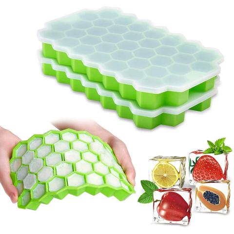 SILIKOLOVE 37 Cavity Ice Cube Tray Honeycomb Ice Cube Mold Food Grade Flexible Silicone Ice Molds for  Whiskey Cocktail ► Photo 1/6