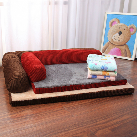Dog Bed Soft Pet Cat Dog Beds With Pillow Mermory Foam Puppy Dog House Cushion Mat L Shaped Sofa Couch For Large Small Dogs ► Photo 1/6