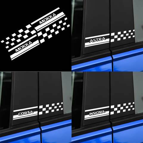 2x Reflective Car Column Cover Film Vinyl Trim Sticker Auto Window B Pillar Decal for Opel OPC Astra Insignia Corsa Mokka Vectra ► Photo 1/6