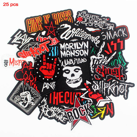 Mixed Band Rock Music Patches Embroidered Badges Punk Hippie Clothes Stickers Ironing for Cloth Jacket Jeans DIY Applique ► Photo 1/3