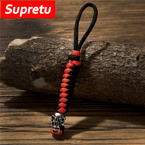 Supretu Punk Skull KeyChain Holder Men Women Navy Charm Weave Lanyard Survival Rope Car Keyring Knife Pendant Christmas Gifts ► Photo 1/6