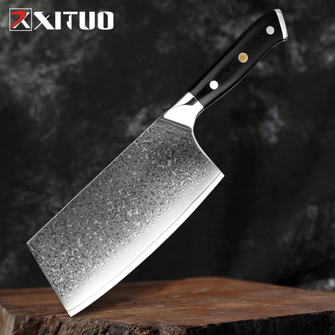 XITUO Damascus Knife Professional Chef Butcher Knife 67 Layers Damascus Steel Kitchen Knife G10 Handle Cleaver Santoku knife ► Photo 1/6