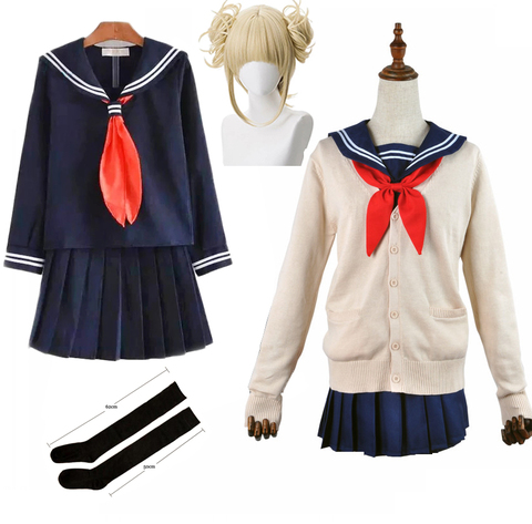 My Hero Academia Cosplay Halloween Costume Anime Boku No Hero Academia Himiko Toga JK Uniform Sweater Coat Wig Costumes C62C49 ► Photo 1/6