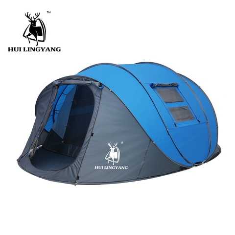 HUI LINGYANG Throw pop up tent 4-6 Person outdoor automatic tents Double Layers large family Tent waterproof camping hiking tent ► Photo 1/6