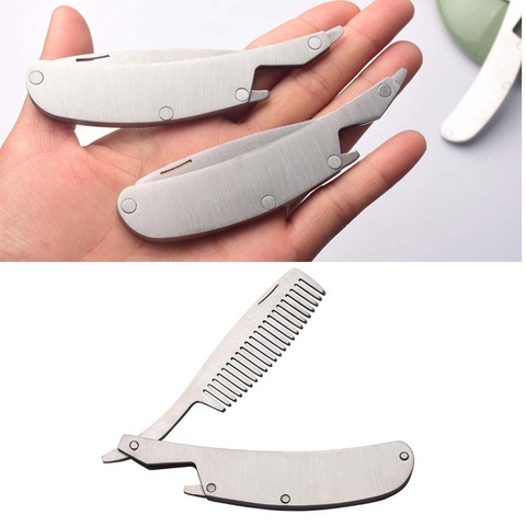 Hair Comb New Men's dedicated Stainless steel folding comb set Mini pocket comb beard care tool Convenient and use hair brush ► Photo 1/6