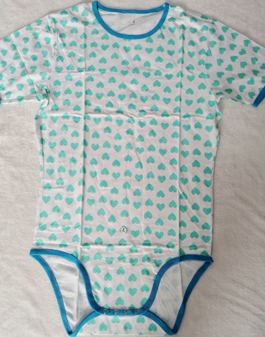 Green heart bodysuit/adult onesie/adult bodysuit/adult baby romper/abdl clothes/printed adult bodysuit ► Photo 1/6