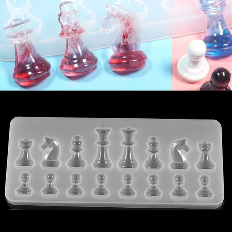 1sets 3D International Chess Epoxy Resin Molds Chess Pieces UV Resin Molds Silicone For DIY Jewelry Making Supplies Handmade ► Photo 1/6