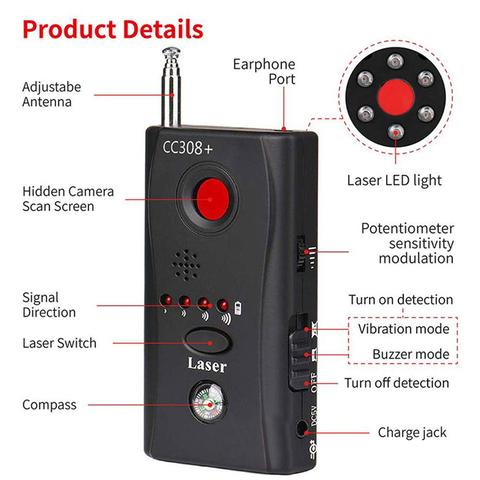 Buy Online Multi Function Wireless Camera Lens Signal Detector Cc308 Radio Signal Detect Camera Full Range Wifi Rf Gsm Device Finder R30 Alitools