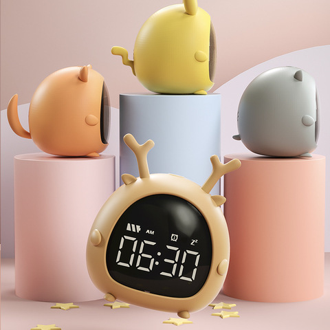 Student Alarm Clock Usb Charging Voice Control Desktop Digital Led Clock Mini Electronic Cartoon Children Alarm Clock ► Photo 1/6
