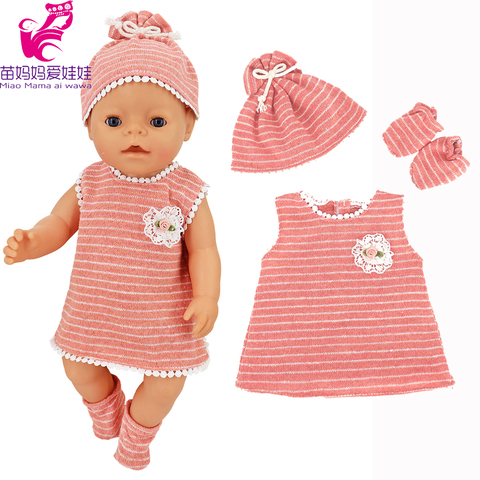 Doll Clothes for 17 Inch 43cm Baby New Born Doll Pink Dress Clothes for 18 Inch Girl Doll Dress Dropshipping ► Photo 1/6