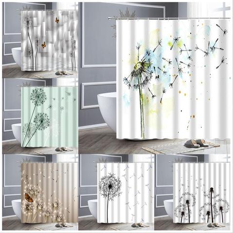 Flower Shower Curtain Dandelion Butterfly Spring Scenery Printing Waterproof Bath Curtains Fabric Polyester Hooks Bathroom Decor ► Photo 1/6