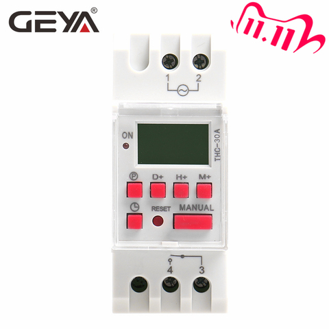 Free Shipping GEYA THC-30A Electric Digital Timer Switch Programmable 30A AC DC 12V 24V 110V 220V 240V  Electronic Timers ► Photo 1/6