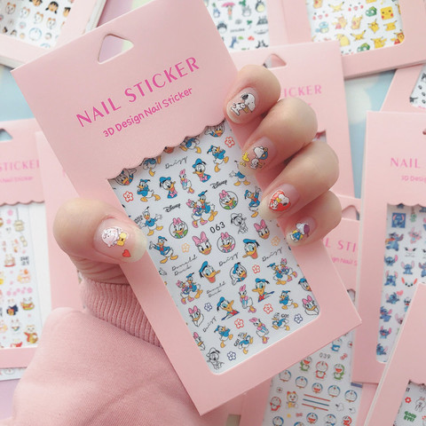 Disney Mickey Minnie Stitch Donald Duck Girl Heart Cartoon Cute Nail Sticker Self-adhesive Nail Sticker DIY Sticker ► Photo 1/6