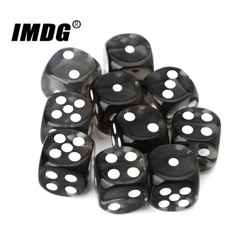 10pcs/pack Transparent Black Acrylic Dice 16mm White Dot Round Corner High Quality Boutique Game Dice ► Photo 1/3