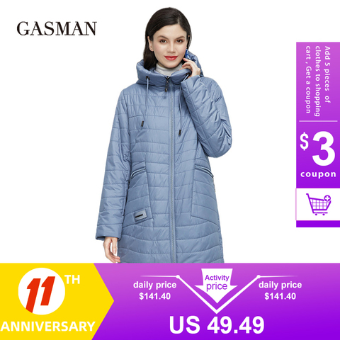 GASMAN 2022 New Women's spring jacket Autumn Women Coat  Long parka big size Fashion women's jackets female Thin Cotton 81858 ► Photo 1/6