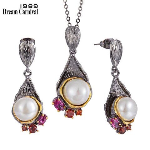 Dreamcarnival1989 Feminine Necklace & Earrings Set for Women New Gothic Pearl Flower Party Must Have Zirconia Jewelry EP3986S2 ► Photo 1/6