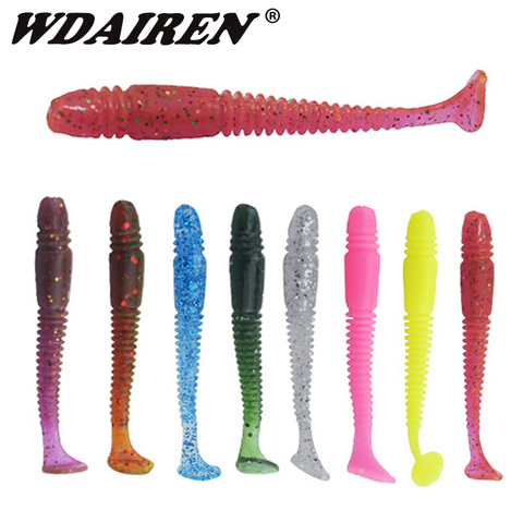 16PCS Soft Lure Worm Tail Swim Fishing Jigging Wobbler 5cm 1g Fishy Smell With Salt Artificial Silicone Bait Bass Pesca Tackle ► Photo 1/6